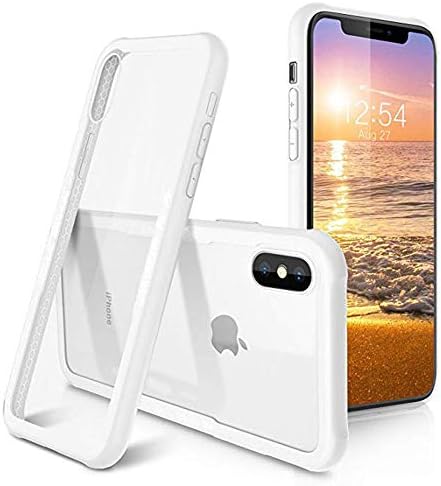 BLUESSENCE iPhone X Tempered Glass Case,Clear Protective Case for Apple iPhone 10 [Drop Protection][Scratch Resistant][Clear Back] Shell Cover for iPhone X /10 (White)