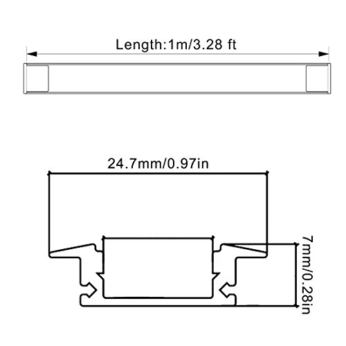 uxcell LED Aluminum Channel System - 1M/3.28 FT white aluminum channel with Milky White Cover for LED Strip Light Installations - 10 Packs (CN508, 1mx24.7mmx7mm)
