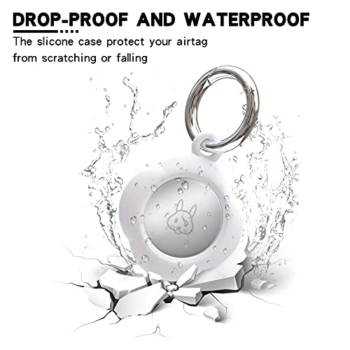 4 Pack Cases for Airtag 2021: Silicone Secure Holder Case with Keychain for AirTag Finder, Waterproof Anti-Scratch Anti-Lost Protective Cover for Airtag (Black/ White/ Blue/ Red)