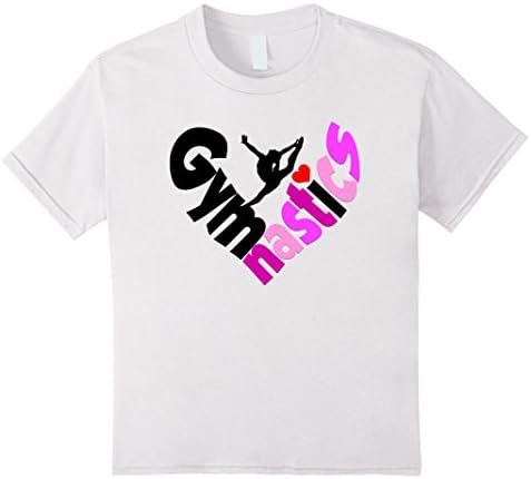 Kids Girls Gymnastics Heart Gymnast Tee 8 White