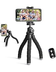 UBeesize Phone Tripod, Portable and Flexible Tripod with Wireless Remote and Universal Clip, Cell Phone Tripod Stand for Video Recording (Black)