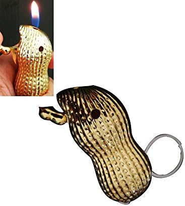 Gold Peanut Design Open Flame Butane Lighter Cute Gift