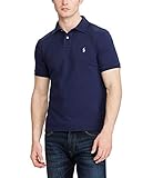 Polo Ralph Lauren Mens Custom Fit Mesh Polo Shirt (Navy, Small)