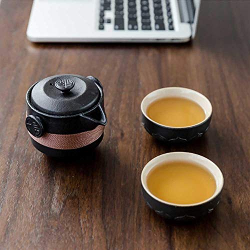 Adminitto88 Reise-Keramik-Teeset, Tragbares Kung-Fu-Teeset Mit Einem Topf Und Zwei Tassen, Mit Tee-Wasserabscheidebecher-Filter Und Aufbewahrungsbeutel – Bild 7