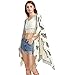 SweatyRocks Women Kimono Vintage Floral Beach Cover up, Black Print in White, Small