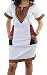 Makkrom Women's African Vintage Floral Dashiki Tribal Short Dress (Large, White)