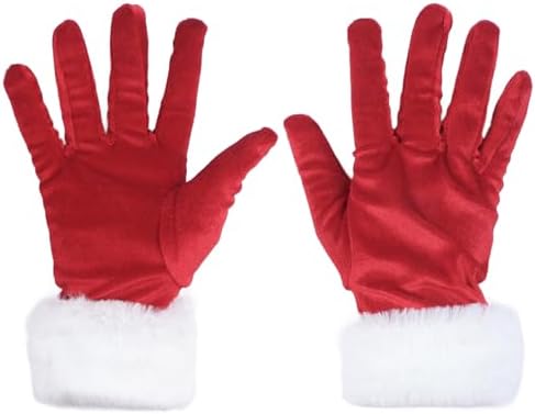 Beisto Guantes de disfraz de terciopelo rojo, guantes de Papá Noel rojos con puño de piel blanca para mujer, vestido elegante de Navidad, recuerdos de fiesta de cosplay, Rojo Beisto Guantes de disfraz de terciopelo rojo, guantes de Papá Noel rojos con puño de piel blanca para mujer, vestido elegante de Navidad, recuerdos de fiesta de cosplay, Rojo