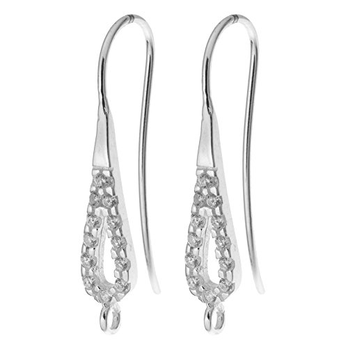 Dreambell 2 pcs 925 Sterling Silver Teardrop Dangle Earwire Earring Connector Hook With Clear Cz Crystal