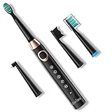 5 Modes Electric Toothbrush Sonic Rechargeable Toothbrushes for Teens, Adults and People with Braces,Teeth whitening toothbrush, Waterproof USB Toothbrush with Smart Timer and 4 Brush Heads, Black