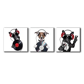 3 Piece Canvas Wall Art-Funny Animals-Canvas Prints Home Artwork Decoration for Living Room,Bedroom - 12"x12"x3 Panels