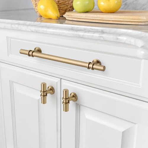 Amerdeco 10 Pieces Gold Kitchen Handles 160 mm Cupboard Drawer Handles Door Handle UK0002