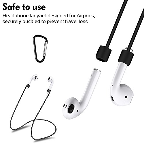 AirPods Protective Case, 3 In 1 Silicone Headphones Accessories Cover Skin Dustproof for Apple Airpods Charging Case with Keychain and Sports/Anti-Lost Strap(Black)