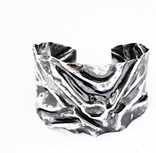 Organic fine silver fold form cuff bracelet