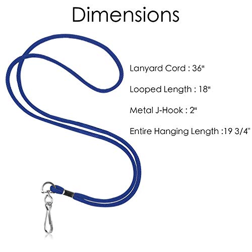 EcoEarth Lanyard (Preimum Tier) (100 Pack Round Non-Breakaway with J-Hook) Blue Lanyards for ID Badges, Badge Lanyard, ID Lanyard, Name Tag Lanyard ID Holder, Cruise Lanyard, Bulk Lanyard
