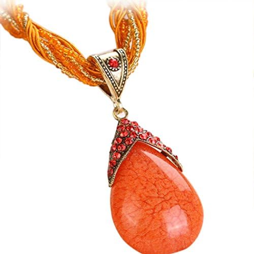 WYTong Women Rhinestone Amber Gem Jewelry Necklaces Bohemian Pendant Collar Necklace