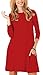 Zero City Womens Casual Pockets Plain Flowy Simple Swing T-Shirt Loose Dress, 11red, X-Large