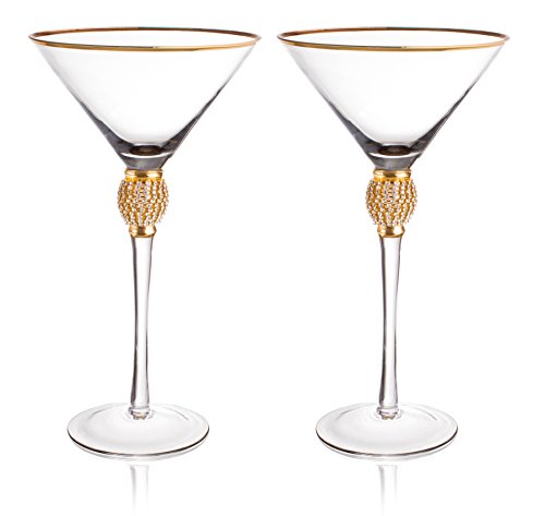Trinkware Set of 2 Stemmed Martini Glasses - Rhinestone