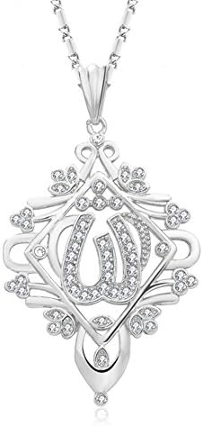 WELRDFG 18K Gold Plated / Silver Plated Allah Pendant Muslim Jewelry Pierced Ladies Jewelry Rhinestone