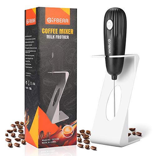 Gifbera Coffee Mixer Milk Frother Handheld Electric Battery Operated Foam Maker for Coffee Lattes, Cappuccino, Hot Chocolate, Frappe, Drink Mixer With Durable Stainless Steel Whisk, FDA Approved