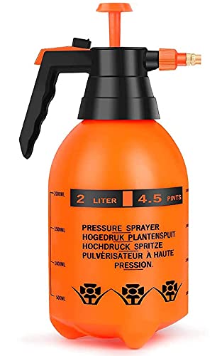 GreenBourne Garden Pump Pressure Sprayer, Lawn Sprinkler, Water Mister, Spray Bottle for Herbicides, Pesticides, Fertilizers, Plants Flowers 2 L Capacity - Random Color (Orange) -1 Pc