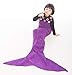 iBose Kids Mermaid Tail Blanket Cat Headband Purple Throw Girl Toddle Long Extra Size Fishtail Sleeping Bag Soft Warm Weighted Receiving Knitted Cover Living Room Car Camp Toy (Blanket-Kids-2)