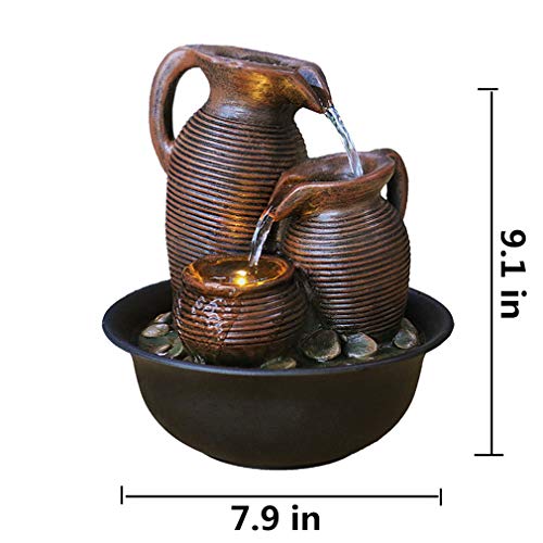FANFAN 【Power Supply with Transformer】 Indoor Tabletop Waterfall Fountain Table top Mini Water Fountain Decorative pet cat Drinking Water Fountain with led Lights - Thumbnail 5
