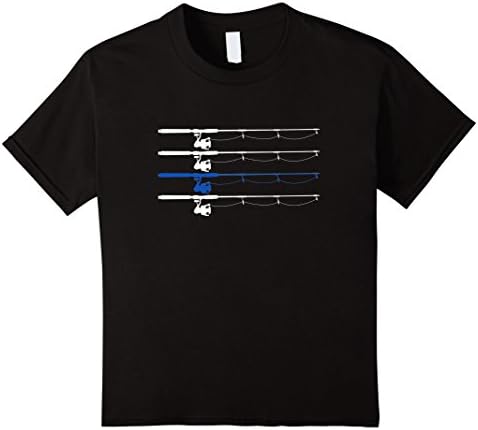 unisex-child Thin Blue line Fishing Rod Police Law Enforcement Officer 10 Black