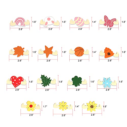 Interchangeable Seasonal Welcome Sign for Front Door Decoration Rectangular Rustic Wood Front Porch Welcome Sign with 15 Icons changeable Sign for Thanksgiving, Christmas Holiday, Housewarming Gifts