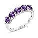 Gem Stone King Purple Amethyst 925 Sterling Silver Gemstone Birthstone Women's 5-Stone Ring (1.75 Ct Round Cut)