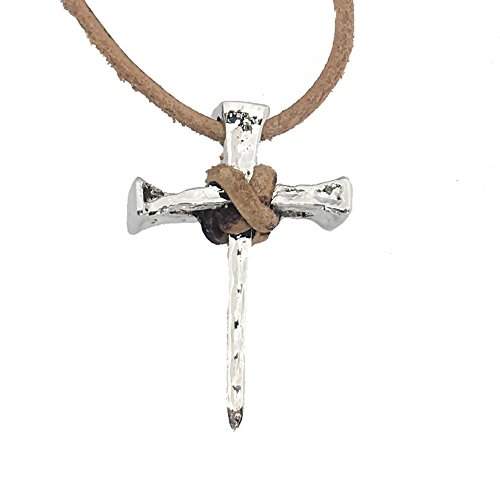 Nail Cross Necklace Christian Pendant Jewelry on Leather