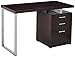 Coaster Home Furnishings Brennan Modern Contemporary Home Office 3-Drawer Writing Desk with Drawers Computer Desk Study Table File Cabinet Storage Silver Metal Frame Cappuccino Brown 800519