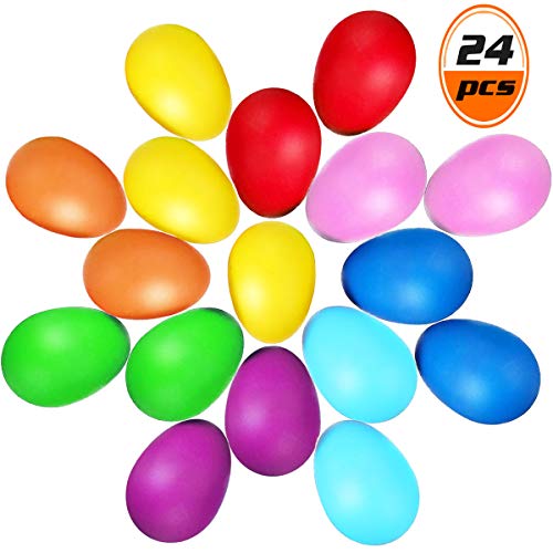 Wpxmer 24 Pack Colorful Egg Shakers, Plastic Eggs with 8 Colors Musical Eggs Toys for Easter Party Supplies - Thumbnail 5