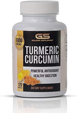 Turmeric Curcumin with bioperine 1000mg 120 Capsules Nature Super antioxidant Powerful Anti-inflammatory Extra Strength for Joint Pain Relief by Golden Supplement, Ultra High Absorption,100% Organic