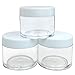 Beauticom 30g/30ml (1 fl. oz.) Double Wall Clear Plastic Leak Proof Jars with Flat Top Lids for Creams, Lotions, Make Up, Powders, Glitters, and more... (Color: White Lid, Pieces: 12)