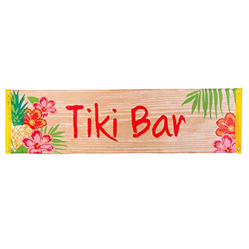 Boland 52490 Bannière Tiki Bar Taille 50 x 180 cm en Polyester Drapeau avec Motif Décoration Fête Plage Carnaval Fête à thème Anniversaire