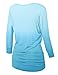 WT1113 Womens V Neck 3/4 Sleeve Dip Dye Drape Dolman Top with Side Shirring XXL AQUA