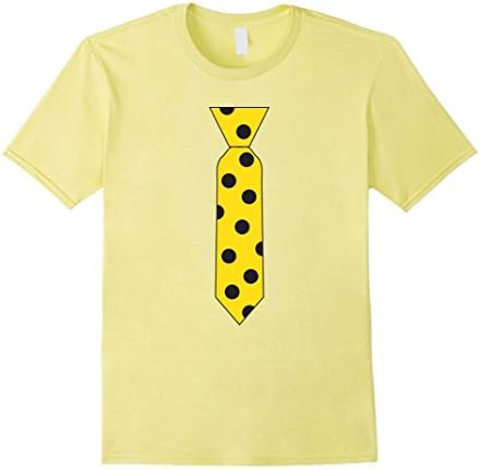 Mens Yellow Black Polka Dot Tie Novelty Costume T Shirt Large Lemon