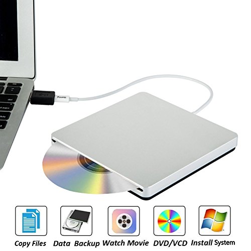 Ploveyy-USB-C-Superdrive-External-DVDCD-Reader-and-DVDCD-Burner-for-latest-Mac-ProMacBook-ProASUS-ASUSDELL-Latitude-with-USB-C-Port-Plug-and-Play-Silver