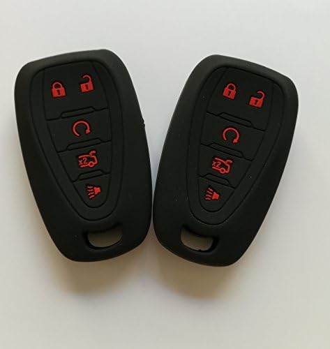 TCKEY 2pcs black with red words Fob Remote Key Case Cover Key Protector Jacket For 2016-2017 Chevy Malibu Chevy Camaro keyless Replacement HYQ4EA 4EA 1551A-4EA