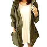 Cekaso Women's Anorak Jacket Lightweight Drawstring Hooded Military Parka Coat