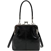 Women's Kiss Lock Crossbody Bag Small PU Leather Shoulder Purse Top Handle Phone Wallet Bag Tote Satchel Handbag