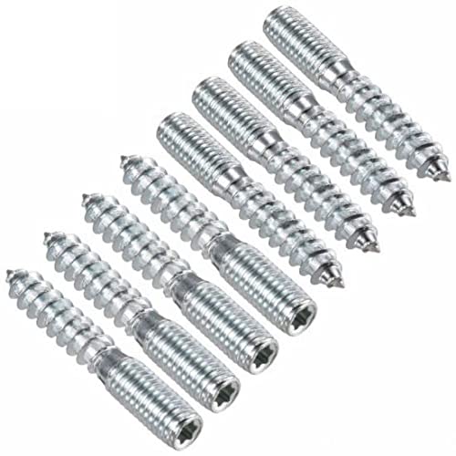 TERF M8 (8mm) X 70mm Wood to Metal Screw Dowels Hanger Double Headed Bolts Dowel For Woodworking Connector Joining Furniture Legs Professional Carpenters DIY and Craft Projects - Pack of 8, Silver