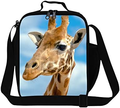 Generic Cooler Bag Kids Thermal Lunch Bag Tote Giraffe Print Food Container With Water Holder Pocket