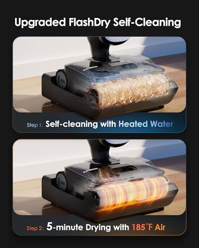 Tineco Floor One S9 Artist Pro Wet Dry Vacuum Cleaner, 22kPa Suction, 360° SmoothDrive, Anti-Tangle Design, 85℃ Flashdry, 75 Min Runtime, Dual-Edge Cleaning, 180° Lay-Flat