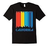 Mens Retro 1970's Sacramento California Downtown Skyline T-Shirt 3XL Black