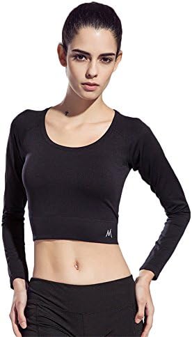 Yabliss Women Workout Crop Top Back Hollow Long Sleeve T-Shirts Yoga Running Sports Fitness Tights Tees