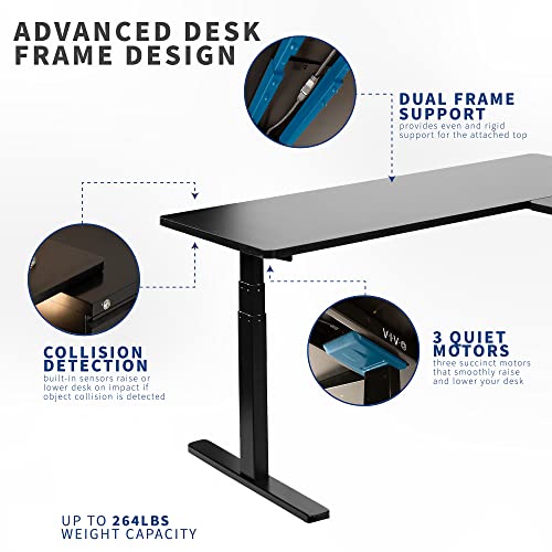 VIVO Electric Motor Height Adjustable Corner 3 Leg Standing Desk Frame