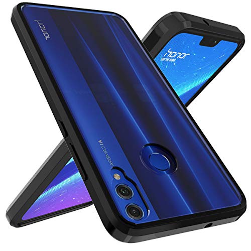 Huawei Honor 8X Case, OUBA [Shock Absorbing] Air Hybrid Slim fit Armor Shockproof Drop Protection Crystal [Clear] Back Protective Case + TPU Bumper Cover for Huawei Honor 8X - Black