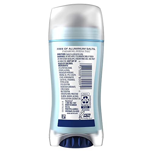 SECRET ALUMINUM FREE DEODORANT FOR WOMEN, COCONUT, 2.4 OZ