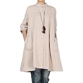 Minibee Women's Button Down Shirts Cotton Linen Blouses Jacket | Long Sleeve Tops, Oversized Blouses, Lightweight Jacket with Pockets, Casual Outfits, Fashion Clothes for Sping Summer Fall